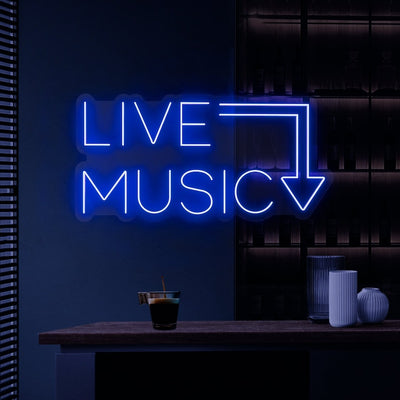 Live Music Party Neon sign in bold, glowing colors – perfect for events, studios, and bars. Designed by Neon.Outshine.