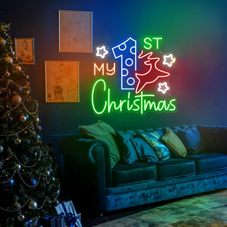 My 1st Christmas LED Neon Sign by Neon.Outshine glowing softly in festive colors