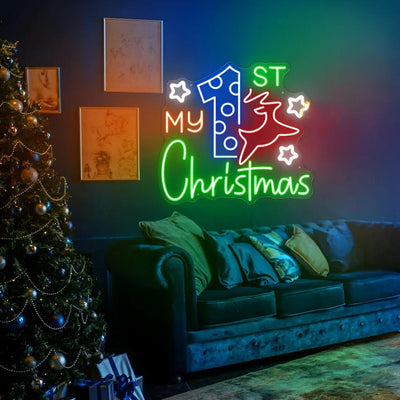 My 1st Christmas LED Neon Sign by Neon.Outshine glowing softly in festive colors