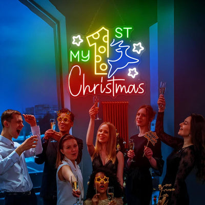 My 1st Christmas LED Neon Sign by Neon.Outshine glowing softly in festive colors