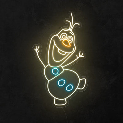 Olaf Christmas Neon Sign by Neon.Outshine featuring a glowing snowman design in bright LED colors