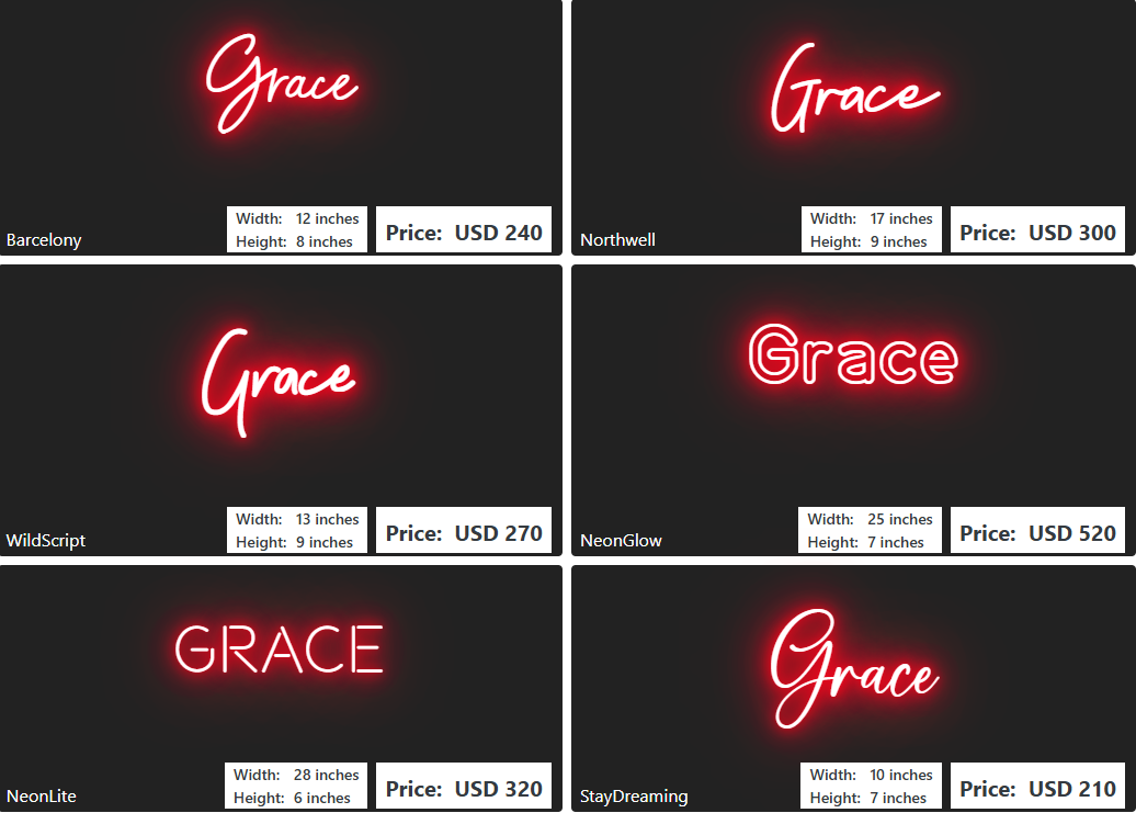 Custom Neon Sign For Grace
