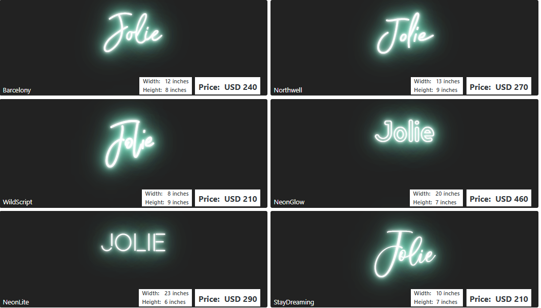 Custom Neon Sign For Jolie