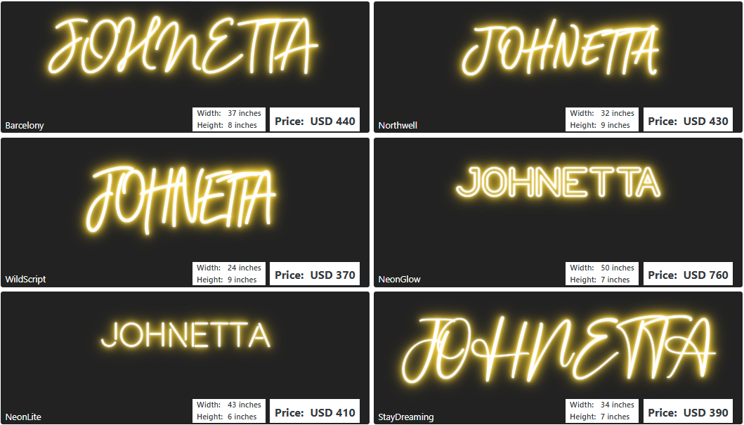Custom Neon Sign For Johnetta Miles
