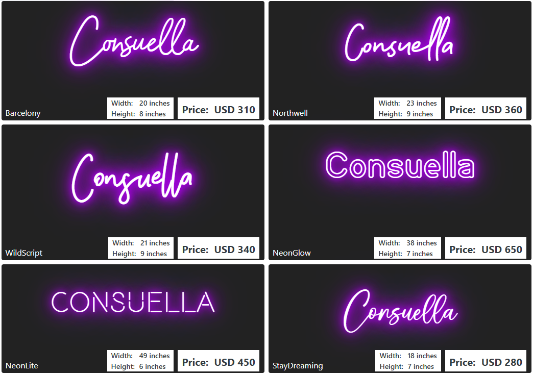 Custom Neon Sign For Consuella Collins