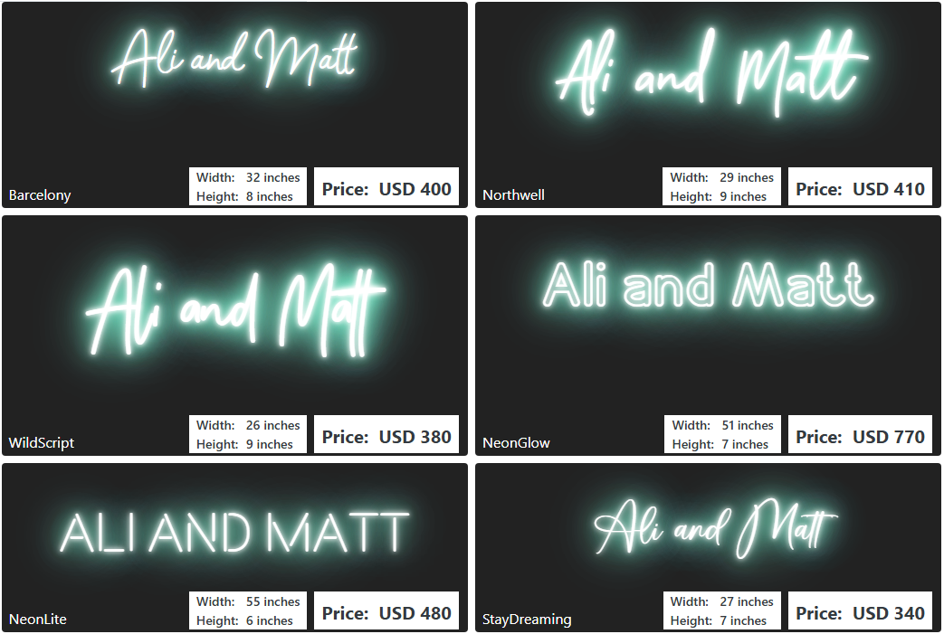 Custom Neon Sign For Ali Arbogast