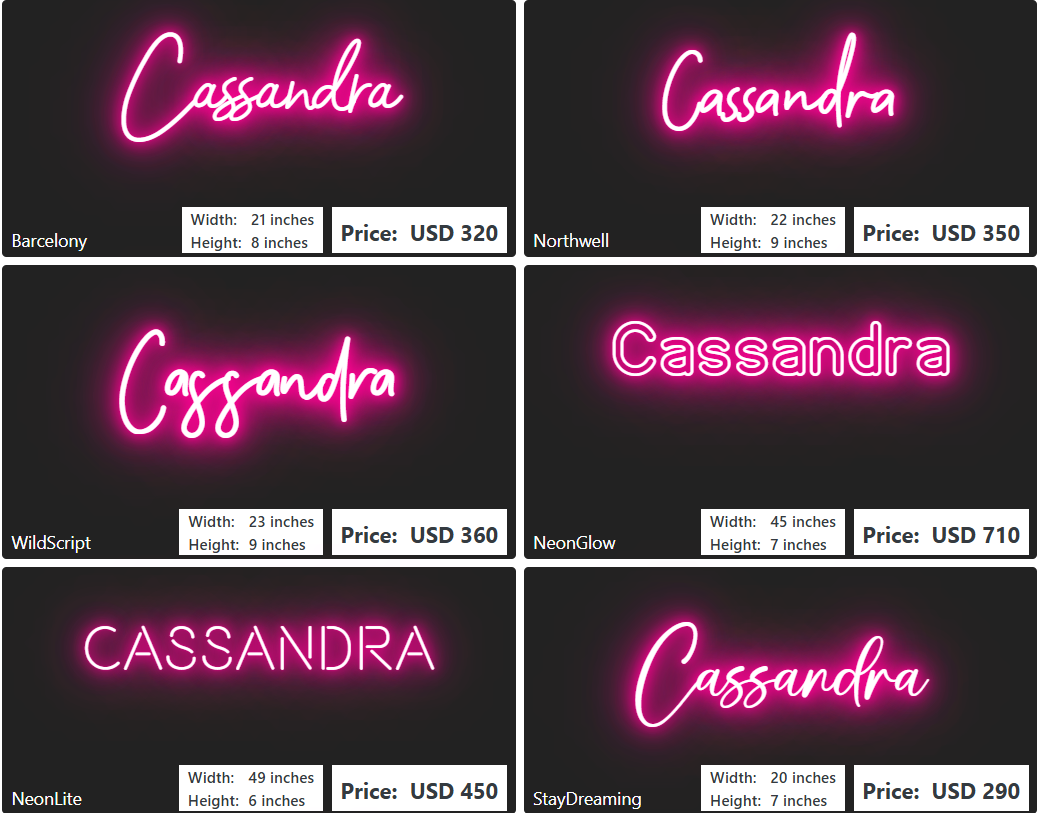 Custom Neon Sign For Cassandra Tranello
