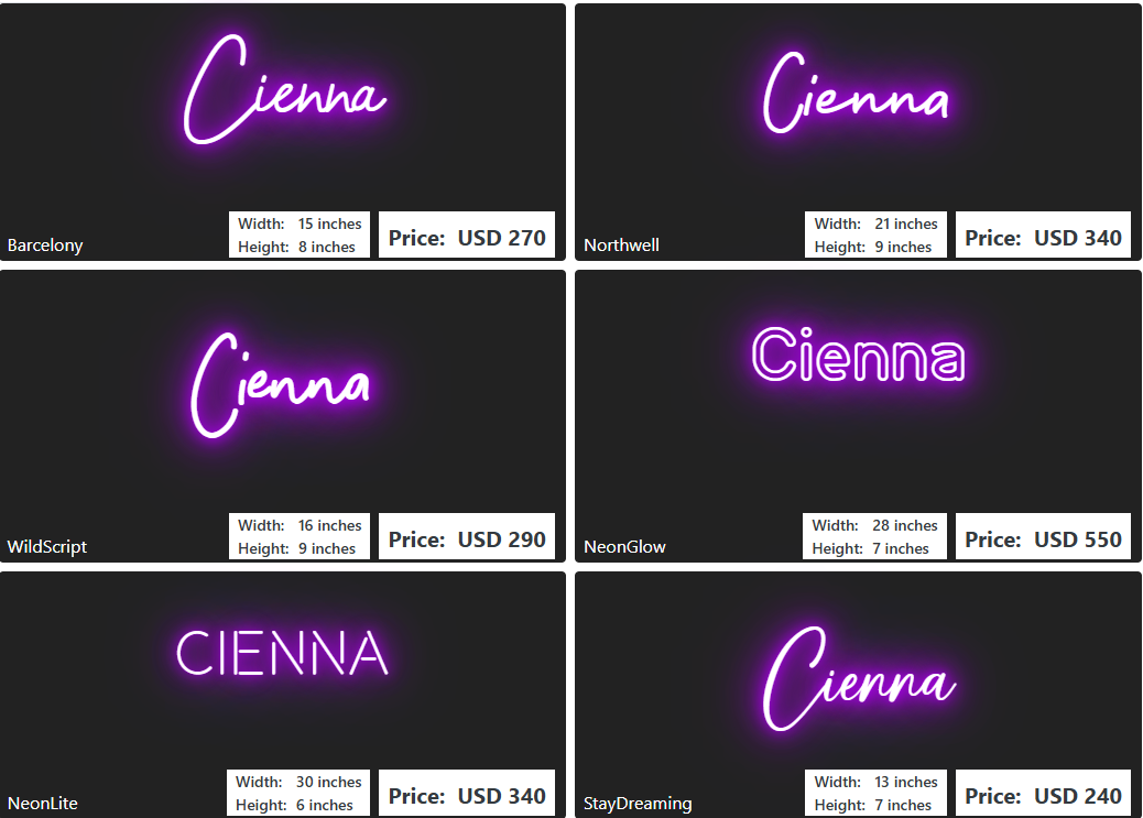 Custom Neon Sign For Elizabeth