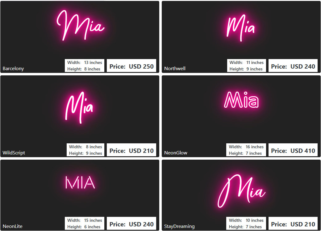 Custom Neon Sign For Erika Devlin
