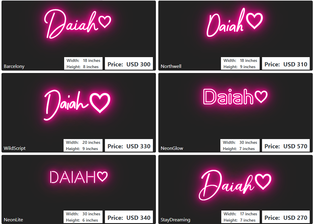 Custom Neon Sign For Daiah