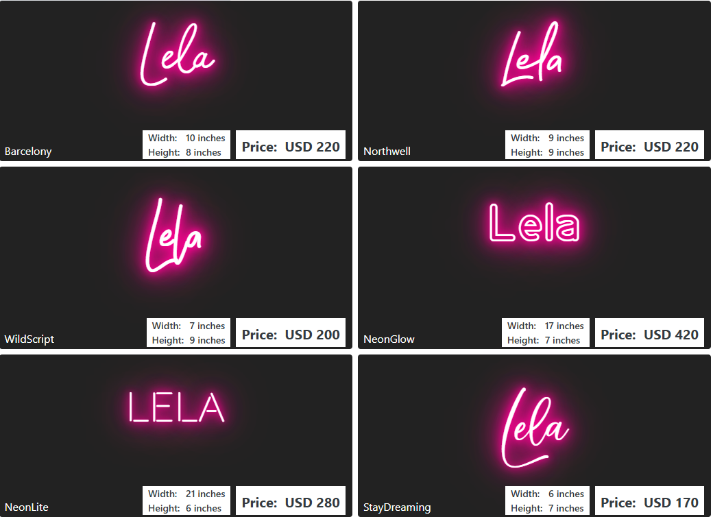 Custom Neon Sign For Bettie panne