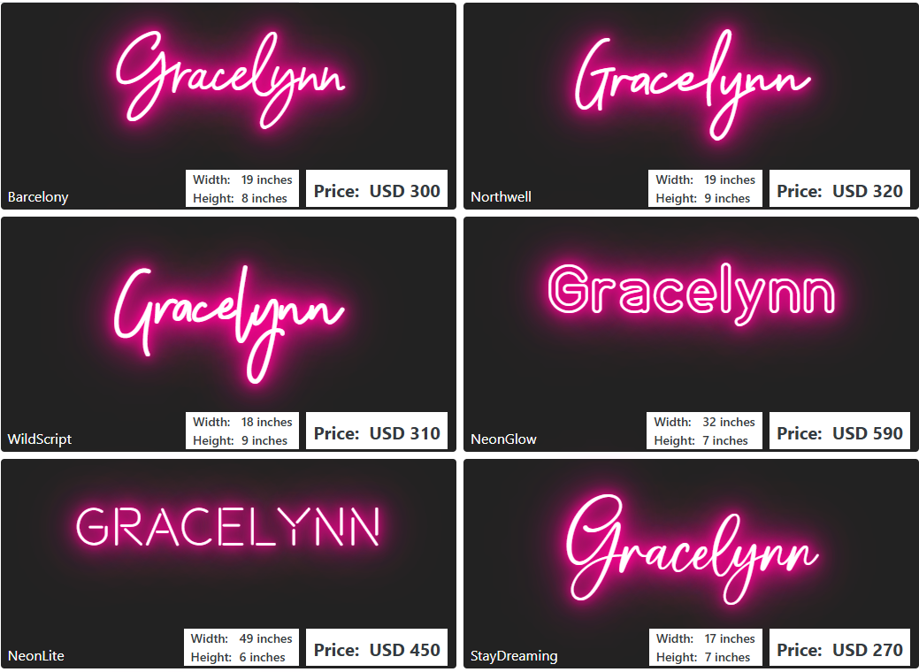 Custom Neon Sign For Gracelynn