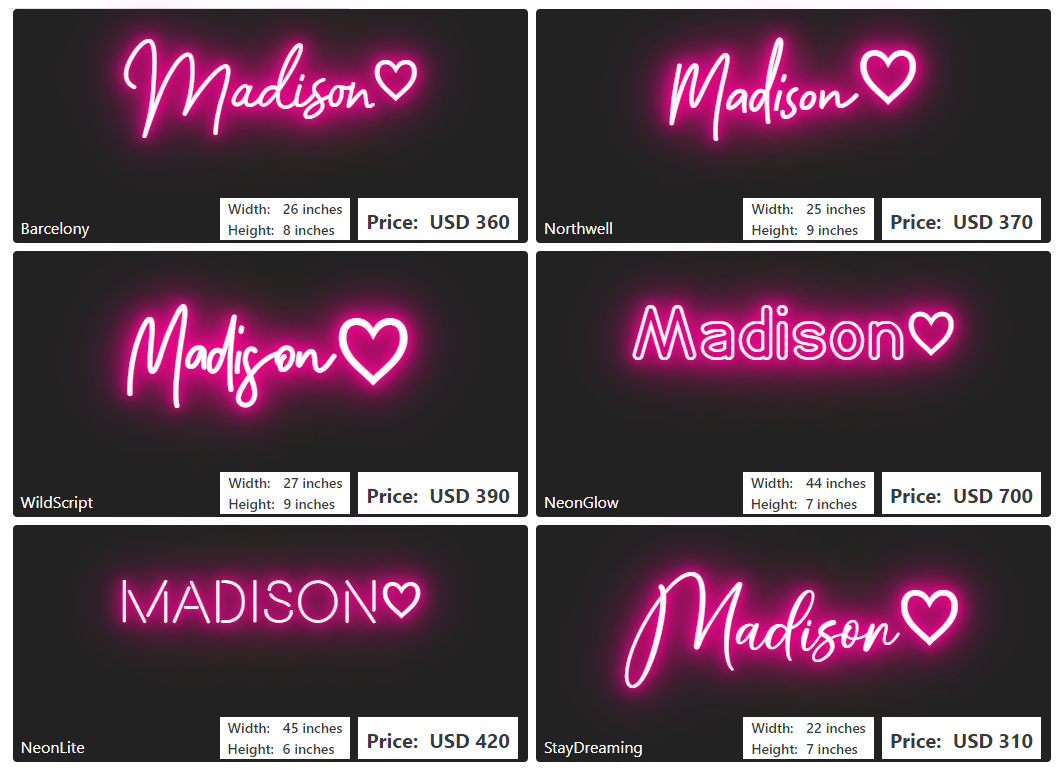 Madison Led Sign Custom neon sign for Madison β Neon.Outshine