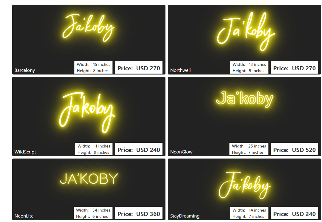 Custom neon sign for Beth
