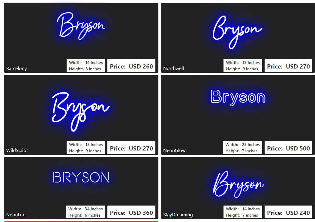 Custom neon sign for Jamie