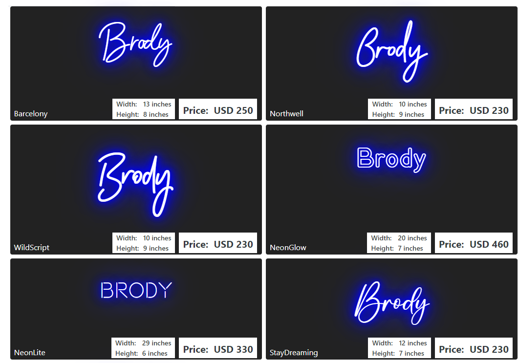 Custom neon sign for Heather