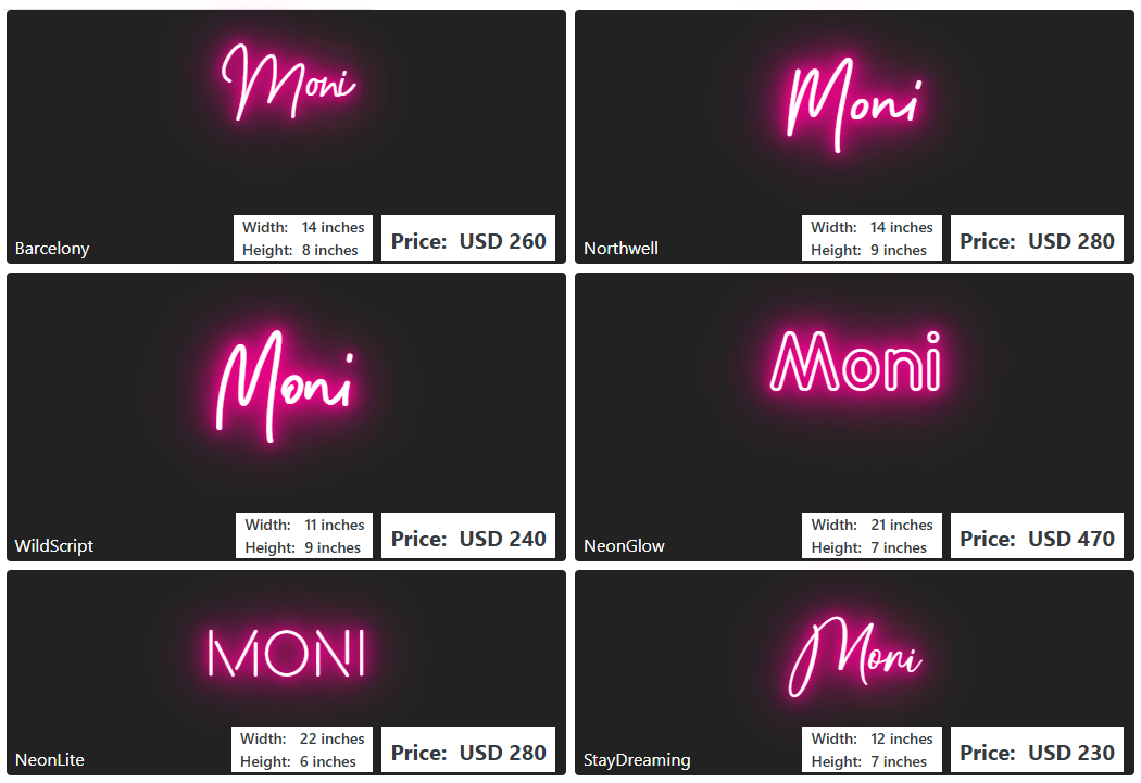 Custom Neon Sign For Monica