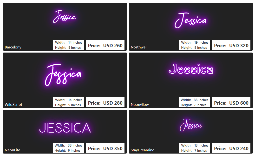 Custom Neon Sign For Jessica Alexander