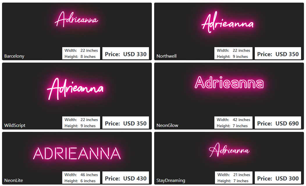 Custom Neon Sign For Adrieanna Cutway