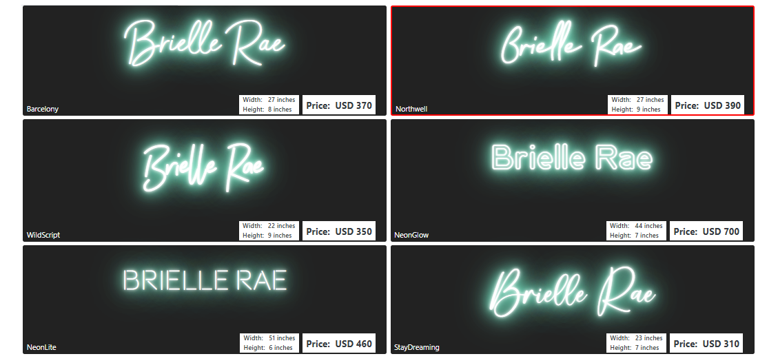 name neon sign for Jessica Garrity