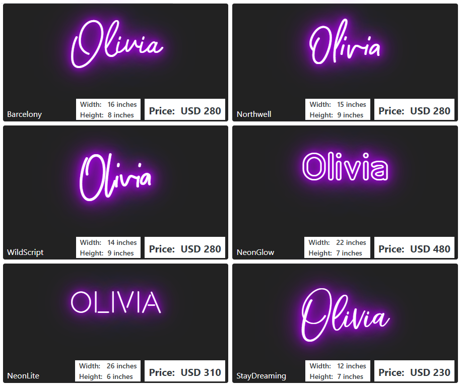 Custom neon sign for Grace