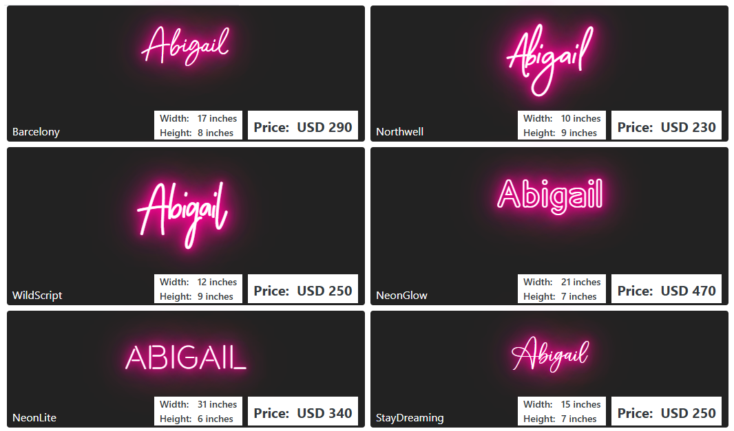 Custom Neon Sign For Abigail Neale