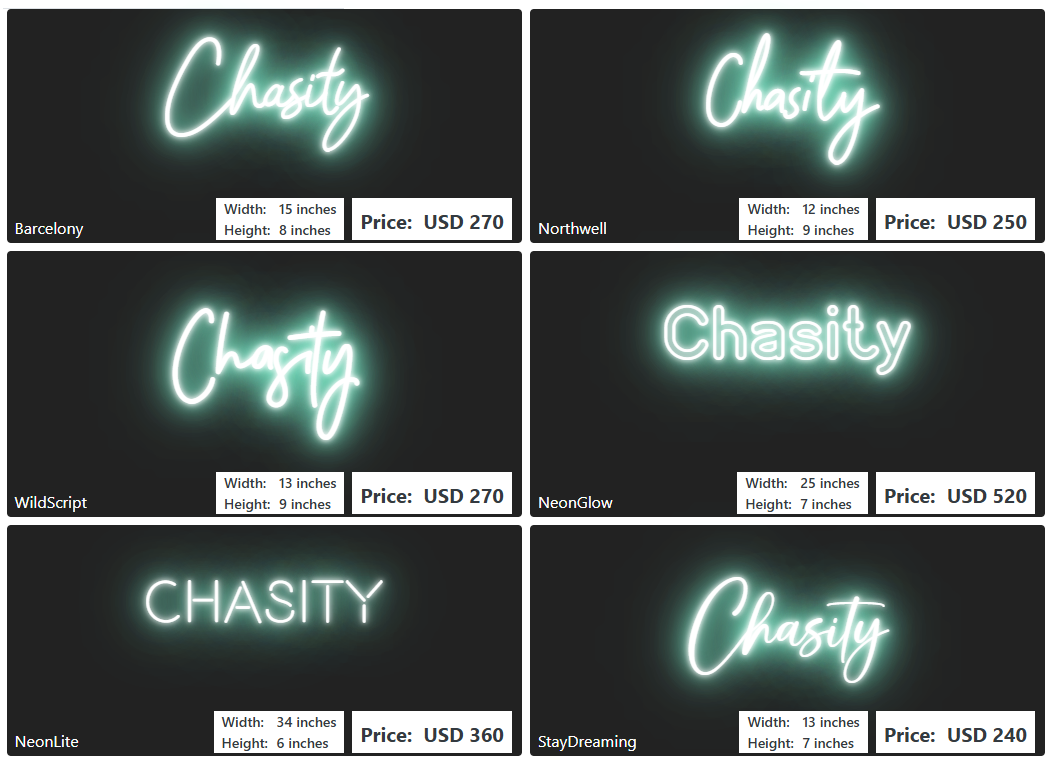 Custom Neon Sign For Chasity Smith
