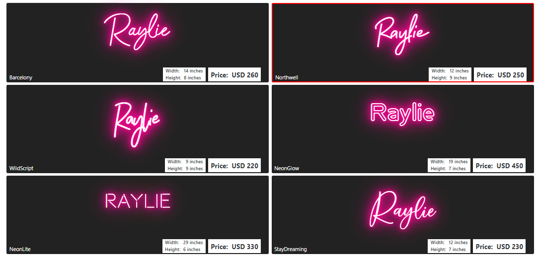name neon sign for Christina Castro