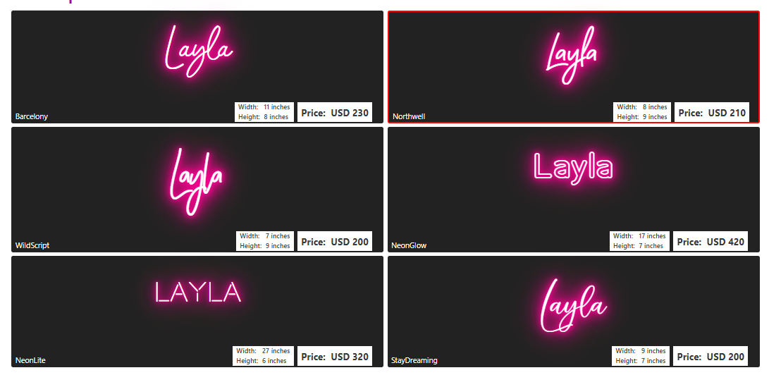 name neon sign for nora Carreon