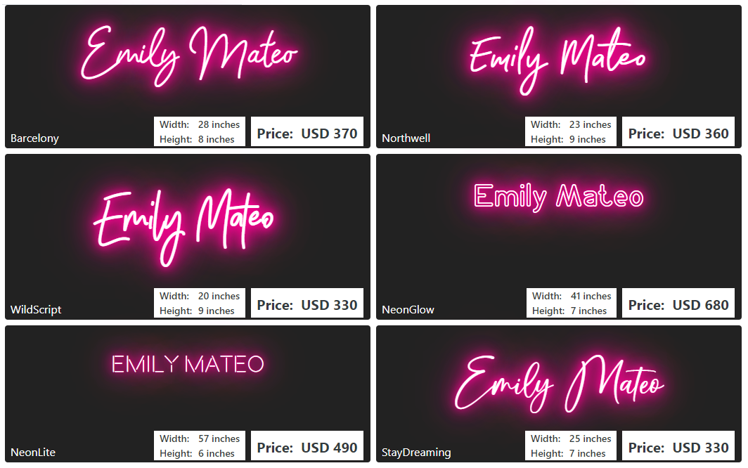 Custom neon Sign for Emily