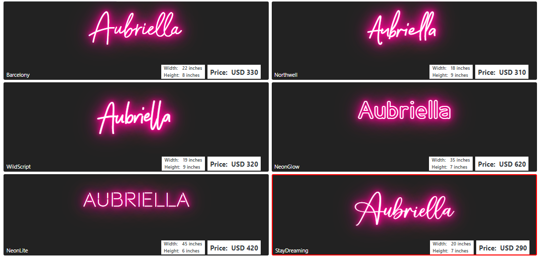 name neon sign for Ashlie Clevenger