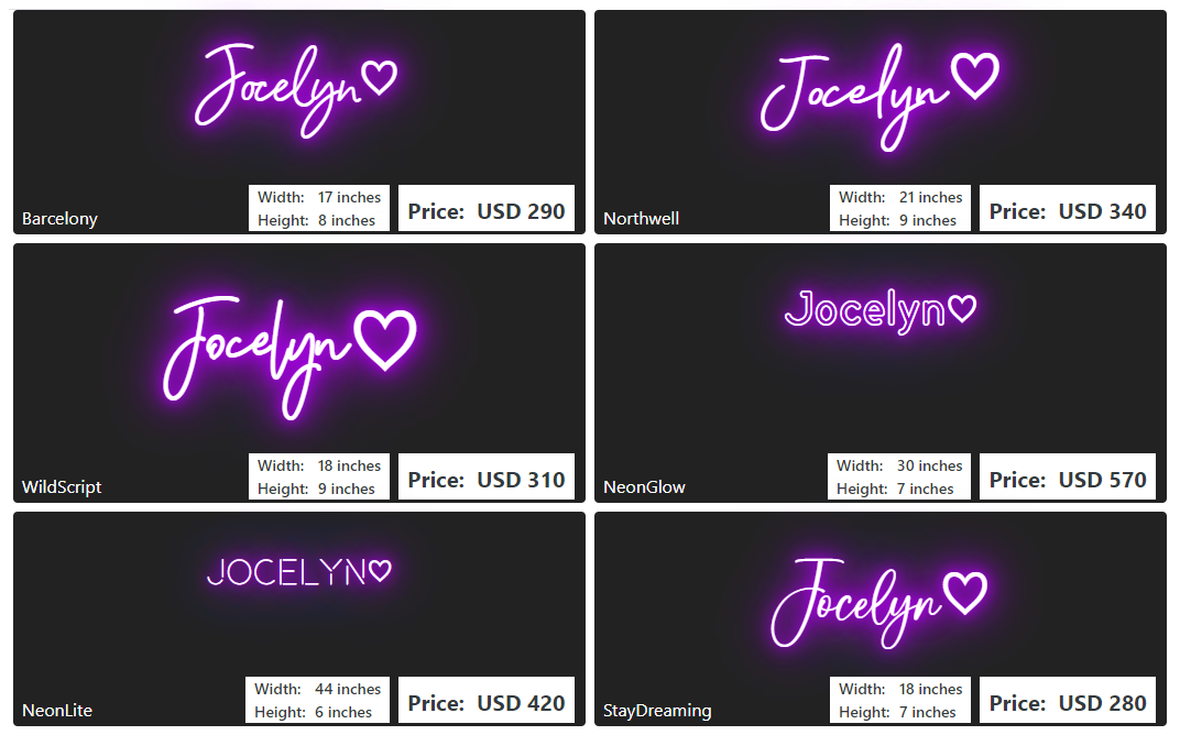 Custom Neon SIgn for Jocelyn
