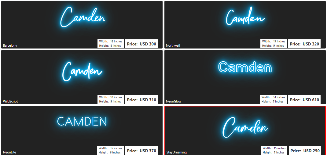 name neon sign for Amber Hale