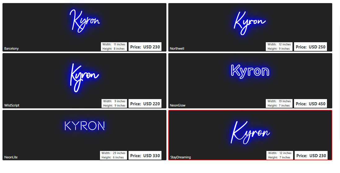 name neon sign for Destinee Thomas