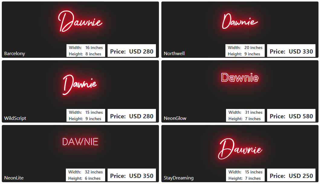 Custom Neon Sign For Dawn Bowman