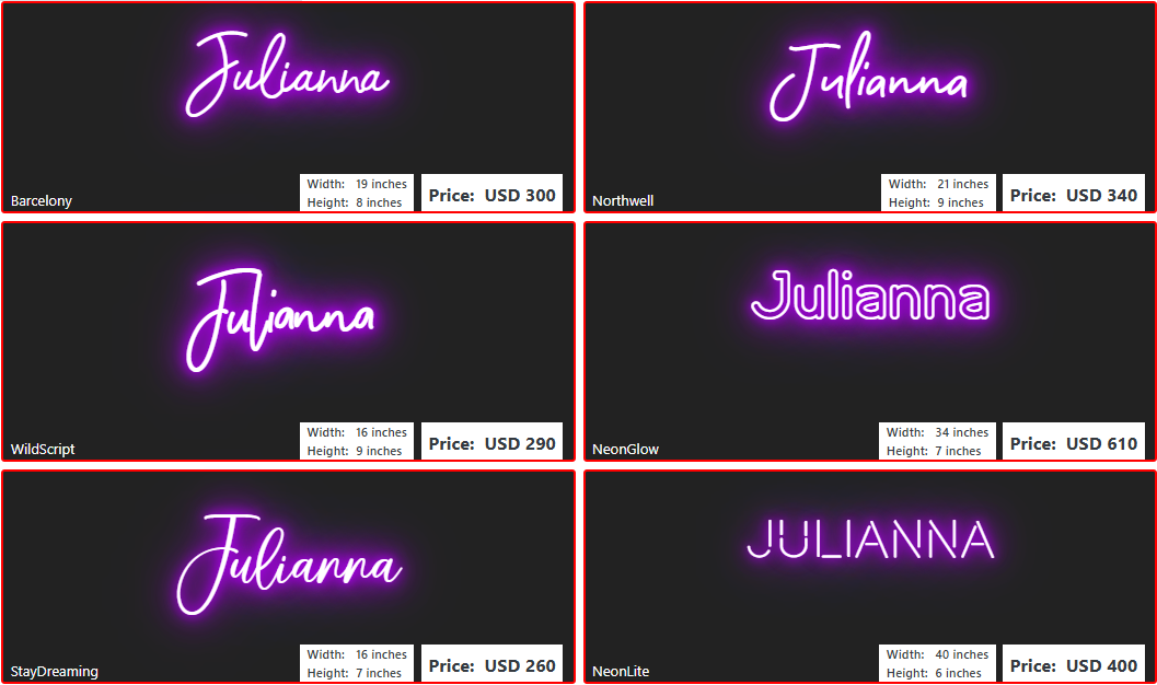 Custom Neon Sign for Julianna