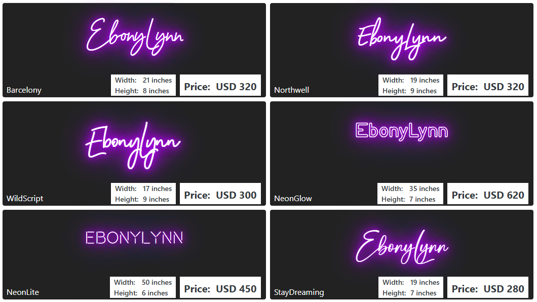 Custom Neon Sign For Ebony Lynn