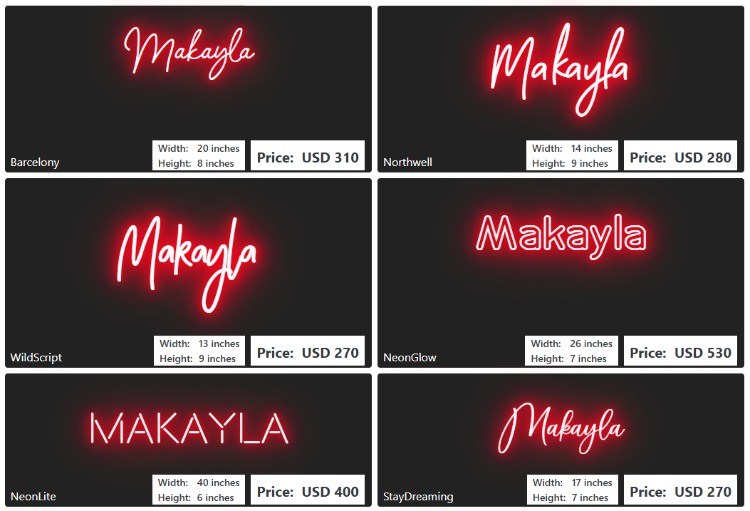 Custom Neon Sign For Makayla Jean Kilgore