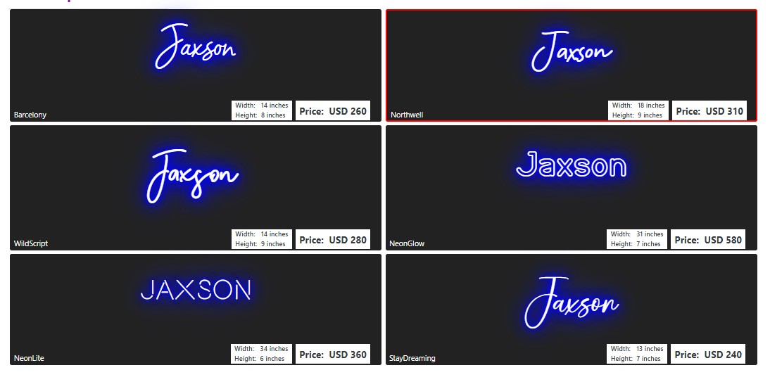 name neon sign for Laura Pontius – Neon.Outshine