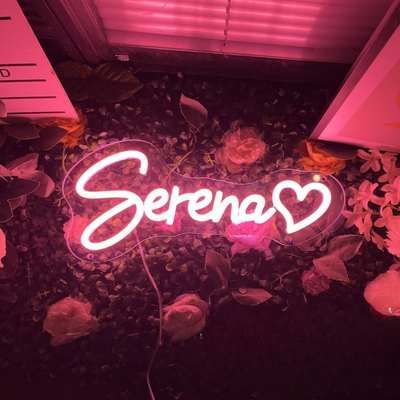 Serena Name Neon sign by Neon.Outshine -  adding a modern touch to a chic event backdrop.