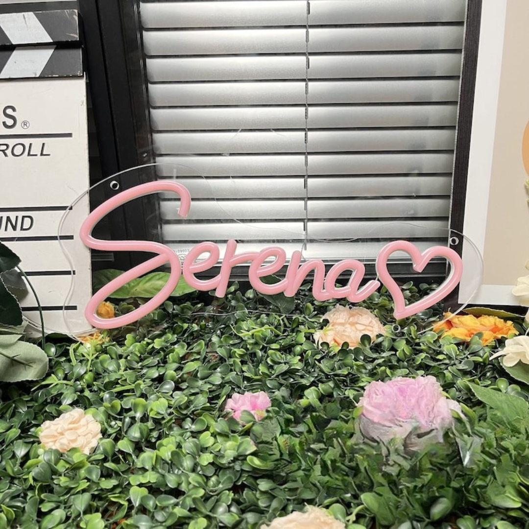 Serena Name Neon sign by Neon.Outshine -  adding a modern touch to a chic event backdrop.