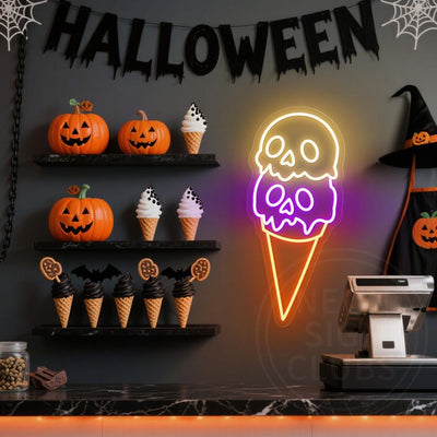 Skull Ice Cream Halloween Neon Sign  by Neon.Outshine 