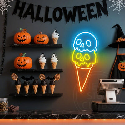 Skull Ice Cream Halloween Neon Sign  by Neon.Outshine 