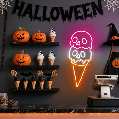 Skull Ice Cream Halloween Neon Sign  by Neon.Outshine 