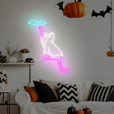 Spooky Cat Halloween Neon Sign by Neon.Outshine - for Halloween decor