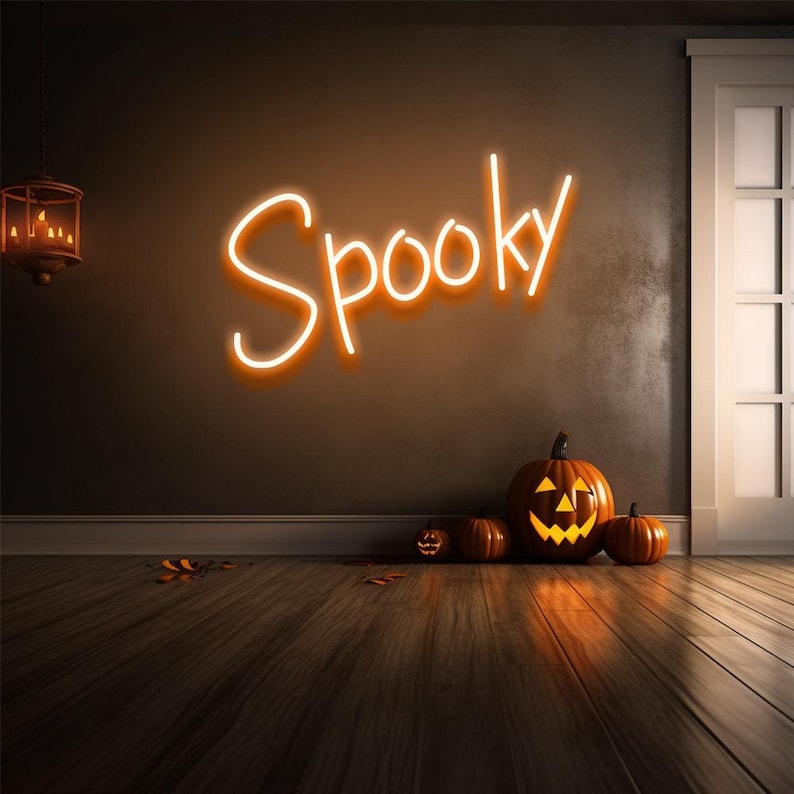 Spooky LED Neon Sign glowing in bright LED neon light, ideal for Halloween parties, haunted houses, and eerie seasonal décor by Neon.Outshine