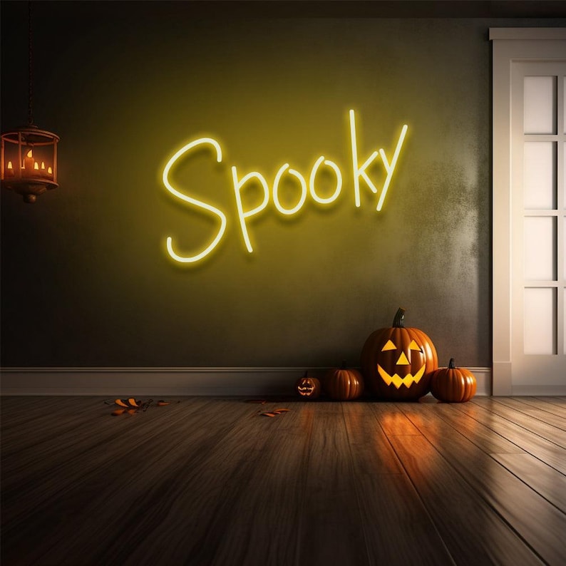 Spooky LED Neon Sign glowing in bright LED neon light, ideal for Halloween parties, haunted houses, and eerie seasonal décor by Neon.Outshine