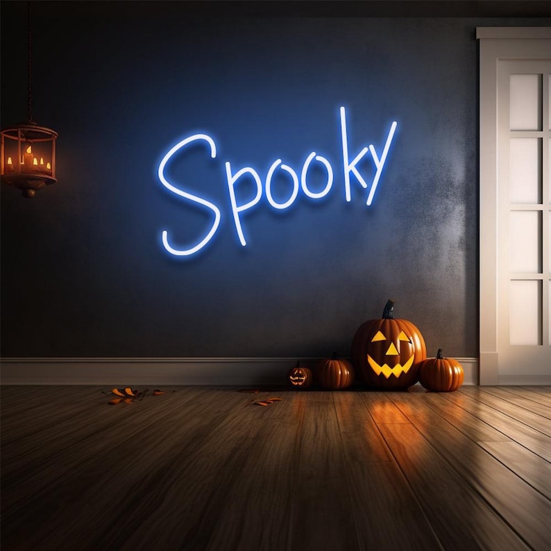 Spooky LED Neon Sign glowing in bright LED neon light, ideal for Halloween parties, haunted houses, and eerie seasonal décor by Neon.Outshine