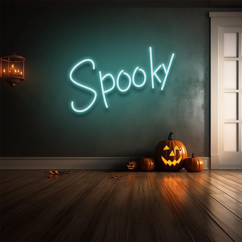 Spooky LED Neon Sign glowing in bright LED neon light, ideal for Halloween parties, haunted houses, and eerie seasonal décor by Neon.Outshine