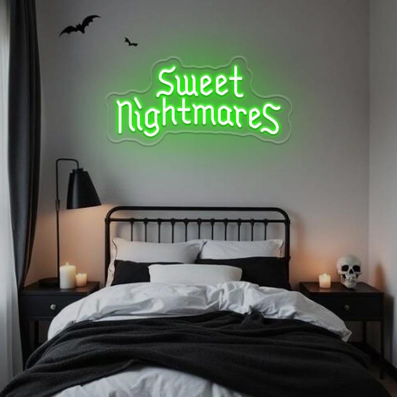 Sweet Nightmares Halloween Neon Sign by Neon.Outshine - perfect for creepy cute Halloween décor.